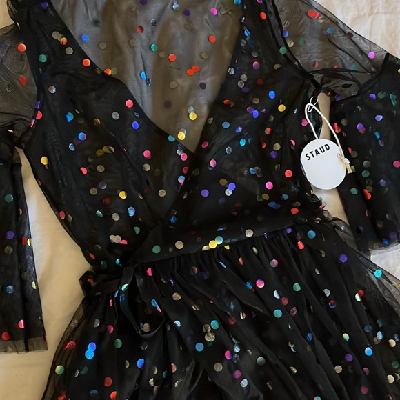 STAUD Dresses & Skirts - NWT Amazing STAUD Townhouse Tulle Dress Rainbow Dot Funfetti Sequin XS
